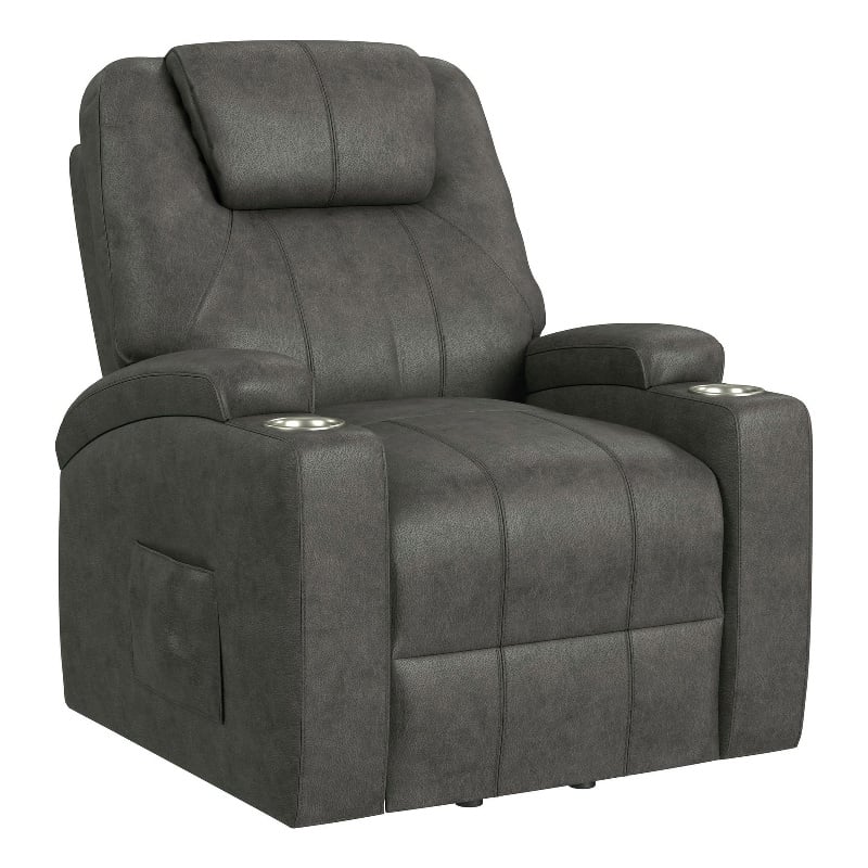 Picket House Furnishings Boston Lift Chair with Heat Massage in Simba DK Grey