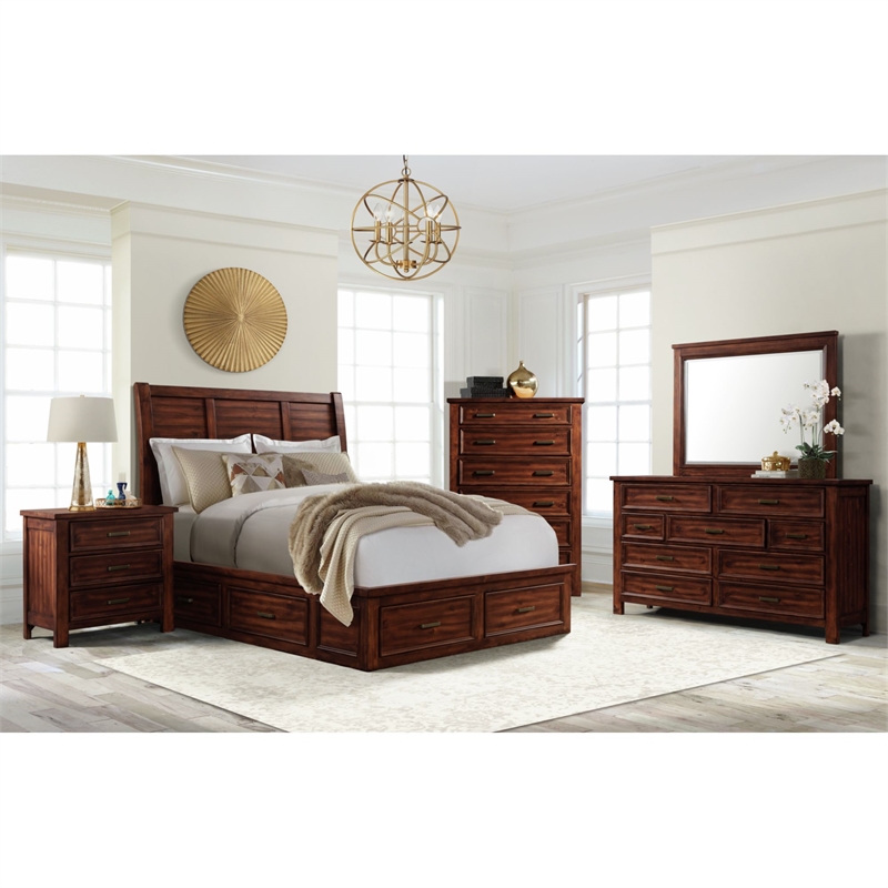 Picket House Furnishings Damen 3-Drawer Nightstand in Rich Cherry