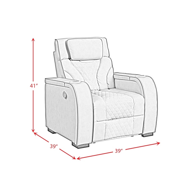 Picket House Tundra Motion Recliner with LED in Simba Slate and Black Welt