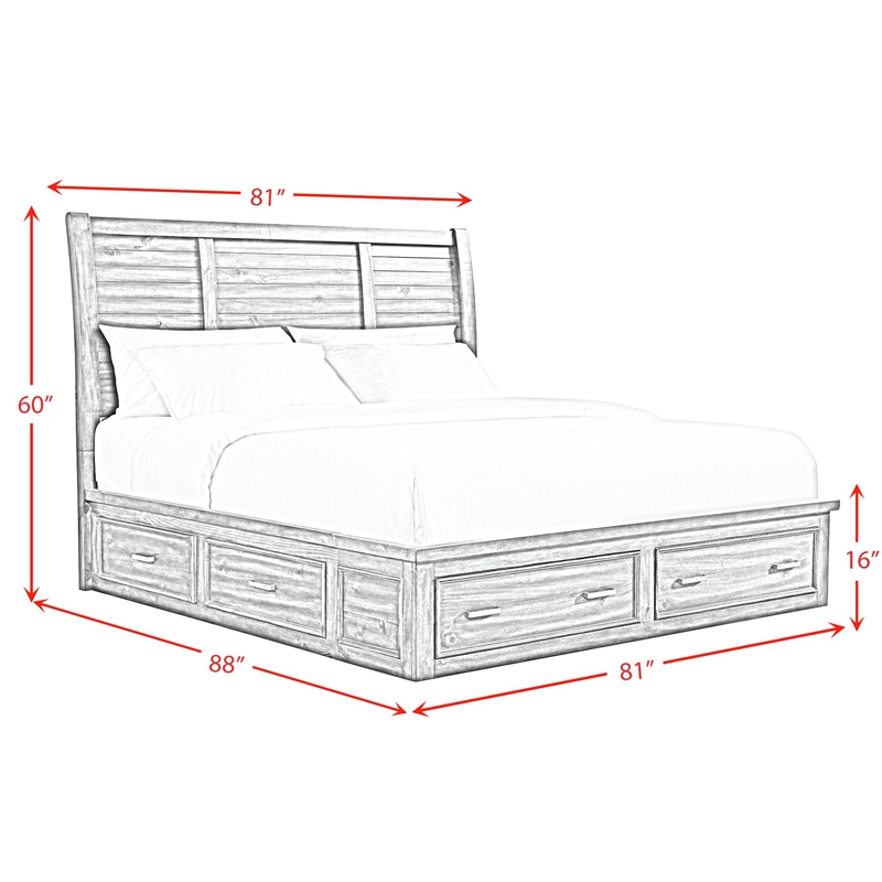 Picket House Furnishings Damen King Storage Bed in Rich Cherry