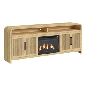 Picket House Furnishings Woodridge KIT - 82&quot TV Console in Natural w/23&quot Fireplace Insert