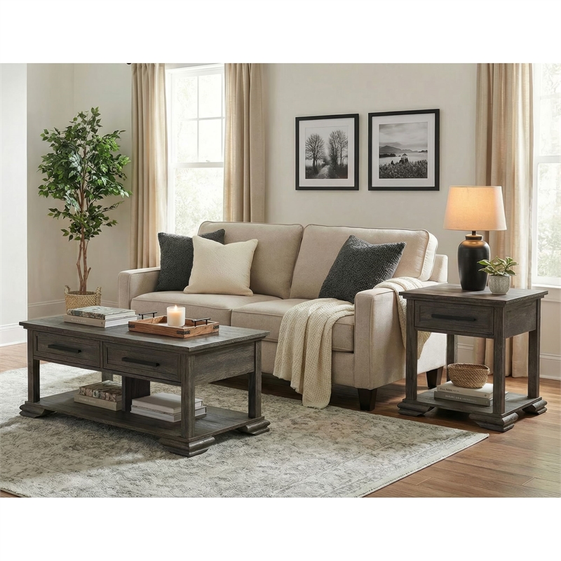 Picket House Furnishings Hyde End Table in Charcoal