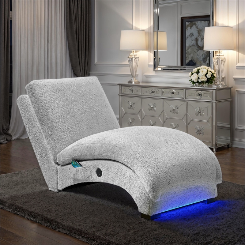 Picket House Furnishings York Chaise with Heat Massage USBC LED in Glam Fog