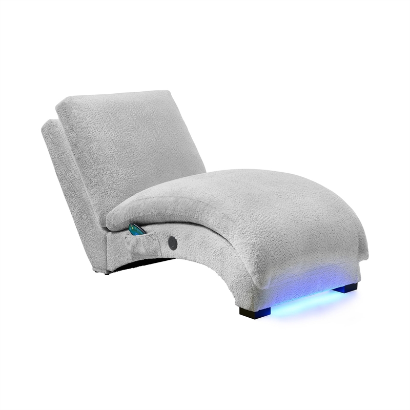 Picket House Furnishings York Chaise with Heat Massage USBC LED in Glam Fog