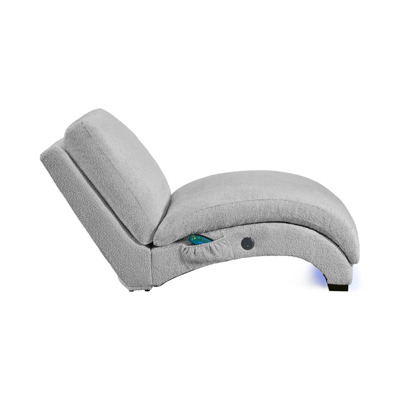Picket House Furnishings York Chaise with Heat Massage USBC LED in Glam Fog