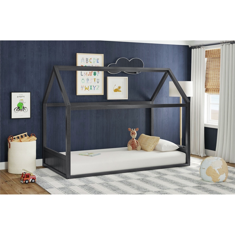 Picket House Furnishings Santino Twin Montessori Bed in Grey