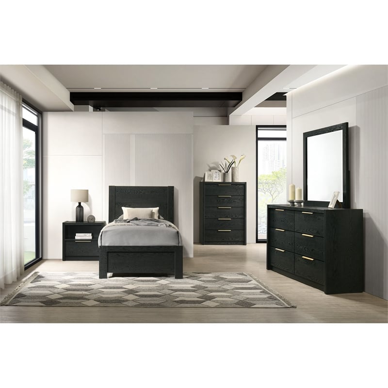 Picket House Furnishings Ardmore Bend Twin 5PC Bedroom Set in Black