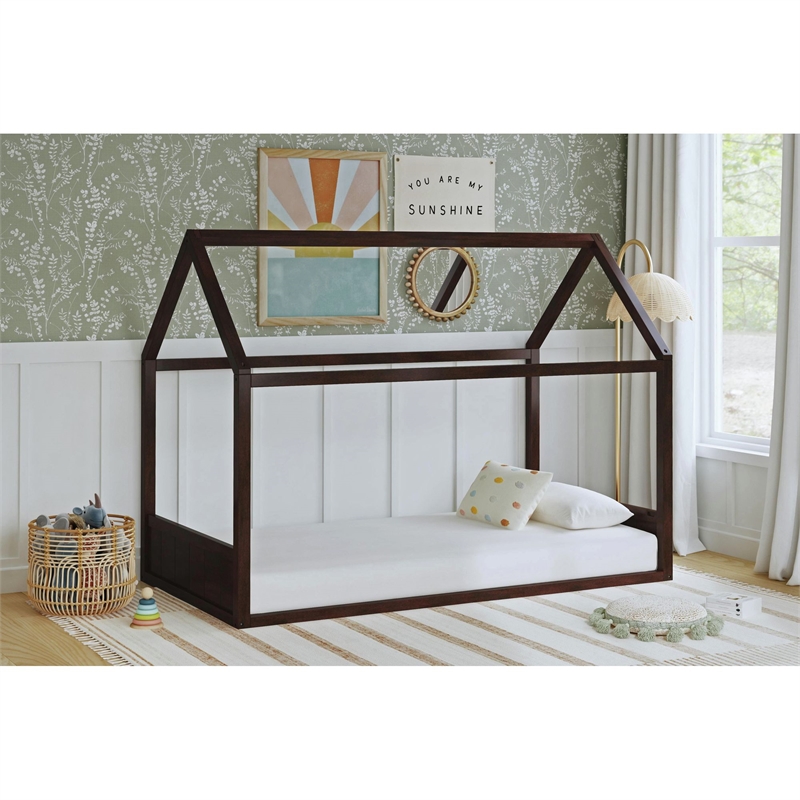Picket House Furnishings Santino Twin Montessori Bed in Espresso