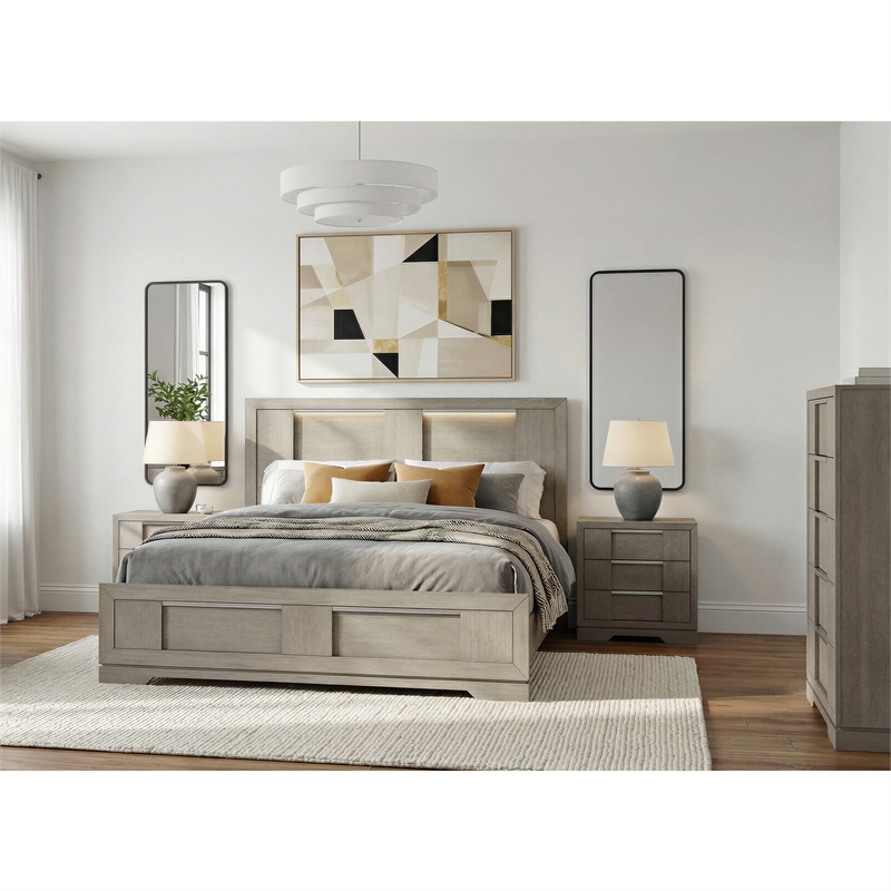 Picket House Furnishings Argo King 4PC Bedroom Set in Grey