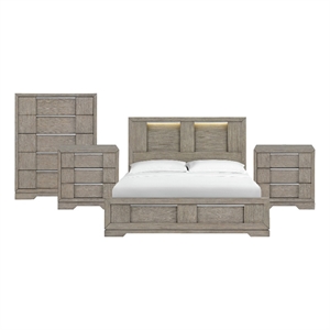 Picket House Furnishings Argo King 4PC Bedroom Set in Grey