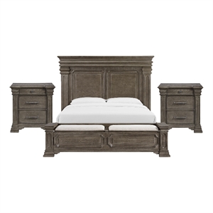 Picket House Furnishings Paterson King Storage 3PC Bedroom Set in Grey