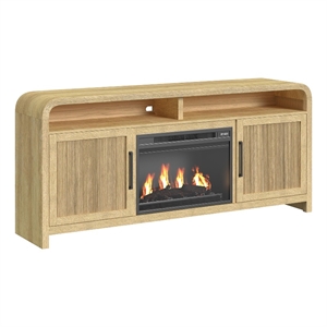 Picket House Furnishings Woodridge KIT - 70&quot TV Console in Natural w/23&quot Fireplace Insert
