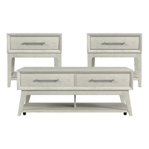 Picket House Furnishings Clare 3PC Occasional Table Set in Almond-Coffee Table & Two End Tables
