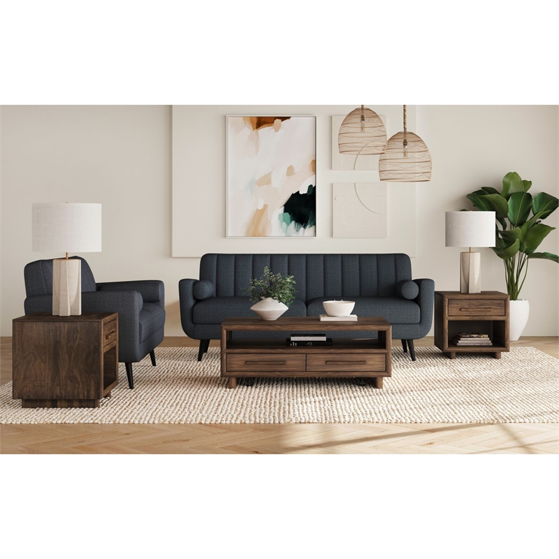 Picket House Furnishings Perth 3PC Occasional Table Set in Brown-Coffee Table & Two End Tables