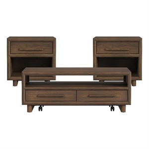Picket House Furnishings Perth 3PC Occasional Table Set in Brown-Coffee Table & Two End Tables