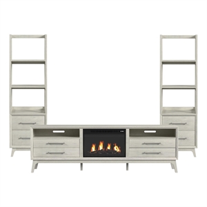 Picket House Furnishings Clare 4PC Entertainment Unit With 82&quot TV Console in Almond