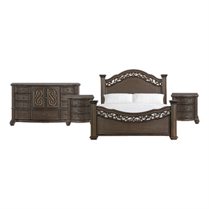 Picket House Furnishings Rosalinda King 4PC Bedroom Set in Mahogany