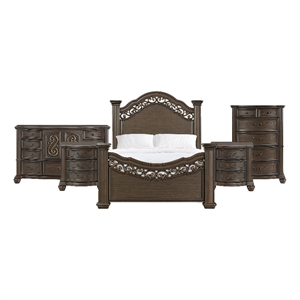 Picket House Furnishings Rosalinda Queen 5PC Bedroom Set in Mahogany