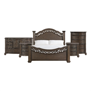 Picket House Furnishings Rosalinda King 5PC Bedroom Set in Mahogany
