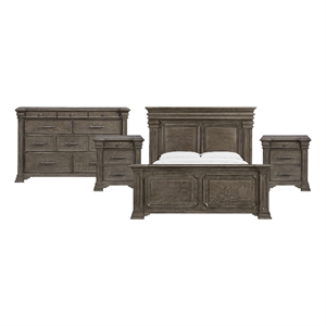 Picket House Furnishings Paterson King 4PC Bedroom Set in Grey
