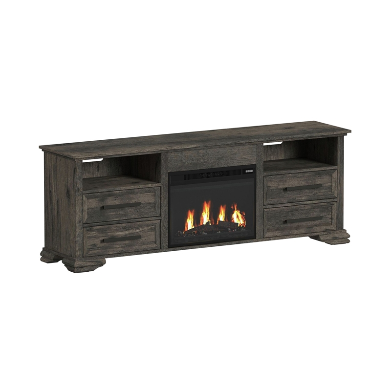 Picket House Furnishings Hyde 4PC Entertainment Unit With 71'' TV Console in Charcoal