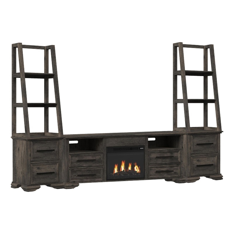 Picket House Furnishings Hyde 4PC Entertainment Unit With 71'' TV Console in Charcoal