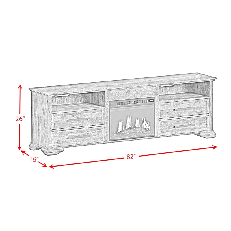 Picket House Furnishings Hyde 4PC Entertainment Unit With 82'' TV Console in Charcoal