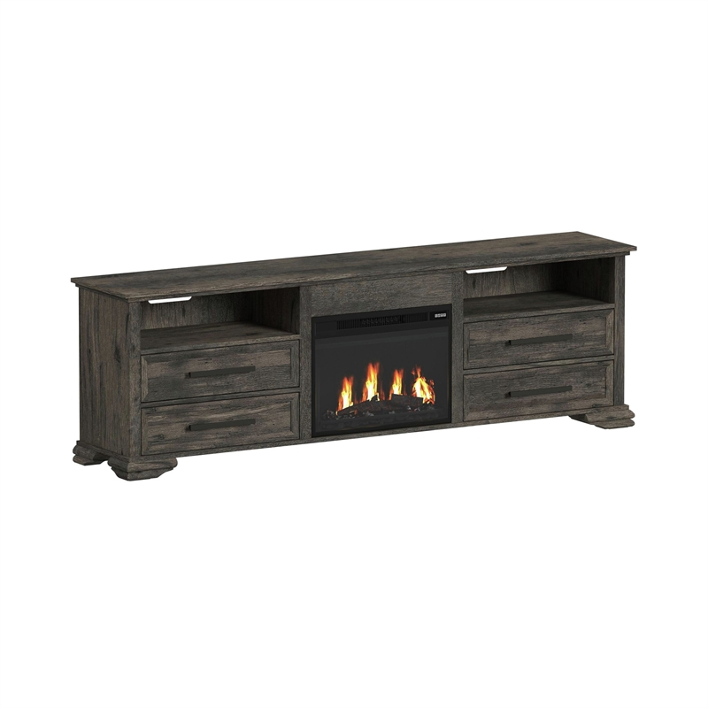 Picket House Furnishings Hyde 4PC Entertainment Unit With 82'' TV Console in Charcoal