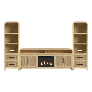 Picket House Furnishings Woodridge 4PC Entertainment Unit With 82&quot TV Console in Natural