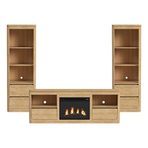 Picket House Furnishings Camelot 4PC Entertainment Unit With 71&quot TV Console in Natural