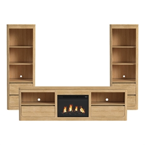 Picket House Furnishings Camelot 4PC Entertainment Unit With 82&quot TV Console in Natural