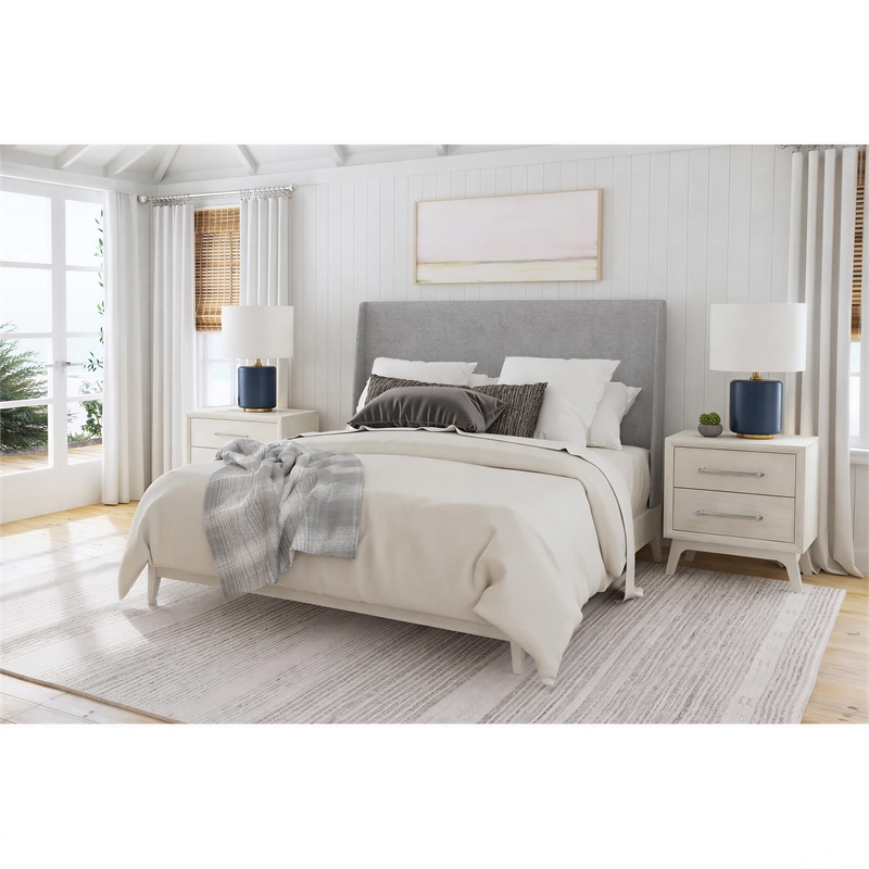 Picket House Furnishings Clare Queen Uph 3PC Bedroom Set in Almond