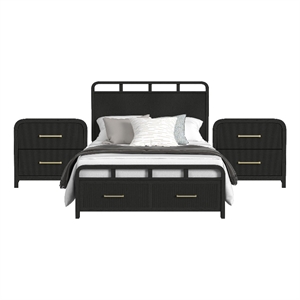 Picket House Furnishings Woodridge Full Storage 3PC Bedroom Set in Black with Grain