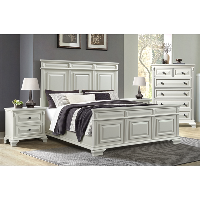 Picket House Furnishings Sumner Queen 4PC Bedroom Set in Antique White