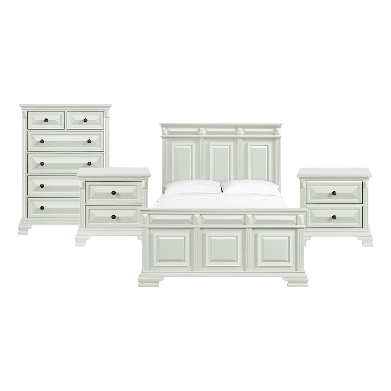Picket House Furnishings Sumner Queen 4PC Bedroom Set in Antique White