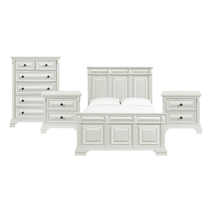 Picket House Furnishings Sumner Queen 4PC Bedroom Set in Antique White