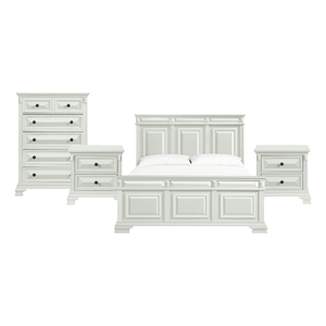Picket House Furnishings Sumner King 4PC Bedroom Set in Antique White