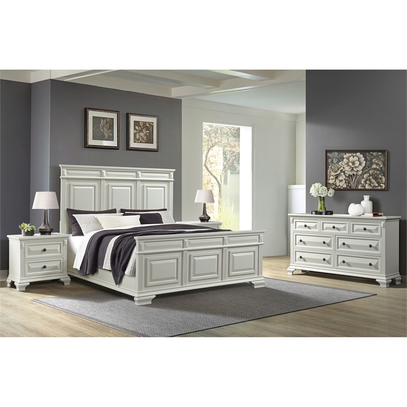 Picket House Furnishings Sumner Queen 4PC Bedroom Set in Antique White