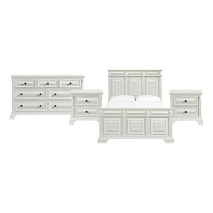Picket House Furnishings Sumner Queen 4PC Bedroom Set in Antique White