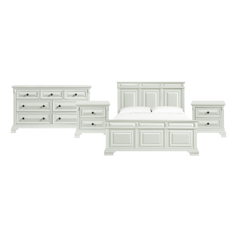 Picket House Furnishings Sumner King 4PC Bedroom Set in Antique White
