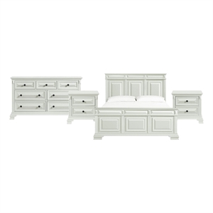 Picket House Furnishings Sumner King 4PC Bedroom Set in Antique White