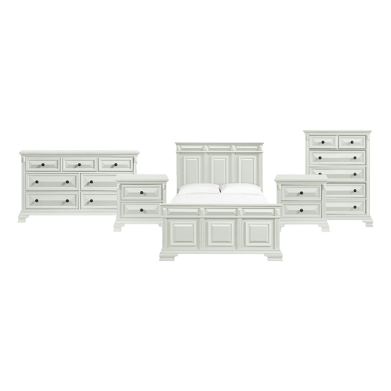 Picket House Furnishings Sumner Queen 5PC Bedroom Set in Antique White