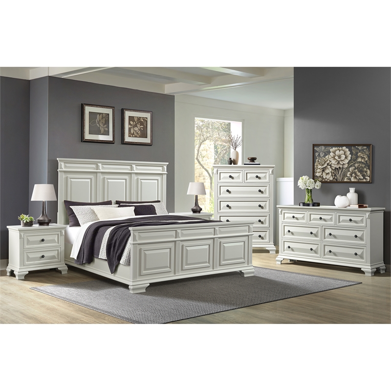 Picket House Furnishings Sumner King 5PC Bedroom Set in Antique White