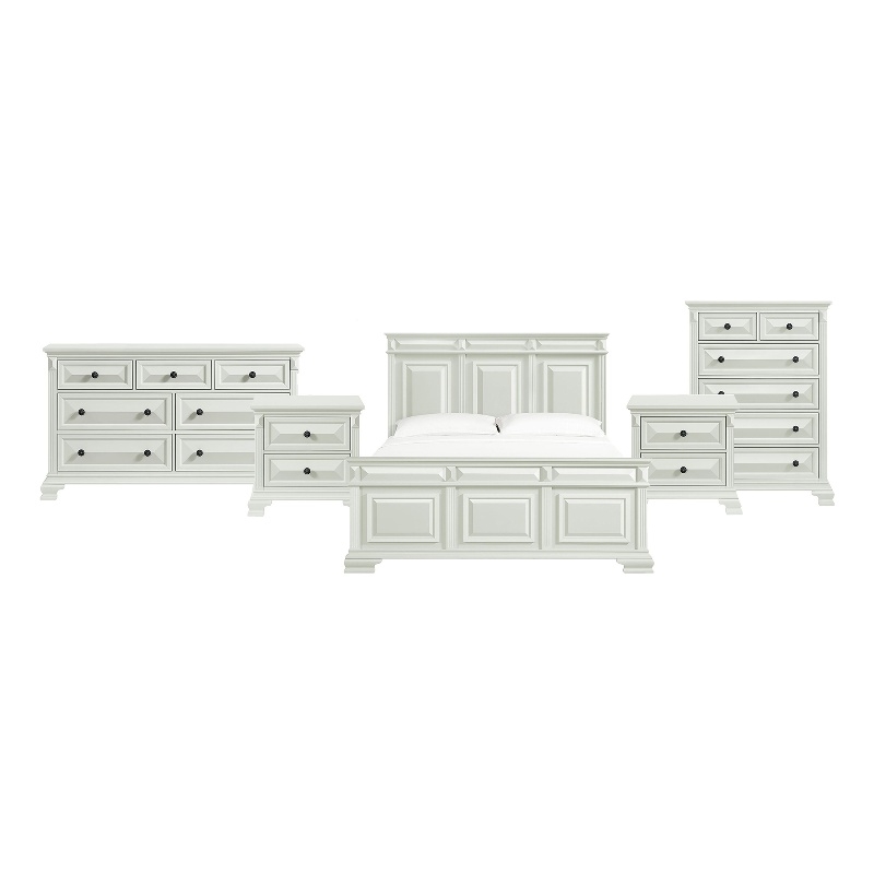 Picket House Furnishings Sumner King 5PC Bedroom Set in Antique White