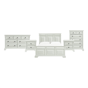 Picket House Furnishings Sumner King 5PC Bedroom Set in Antique White