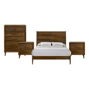 Picket House Furnishings Zuma Queen 4PC Bedroom Set in Walnut