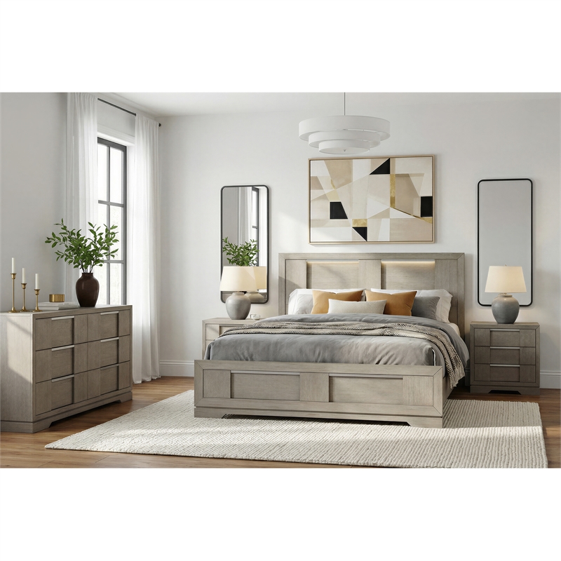 Picket House Furnishings Argo King 4PC Bedroom Set in Grey