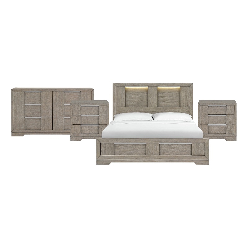 Picket House Furnishings Argo King 4PC Bedroom Set in Grey