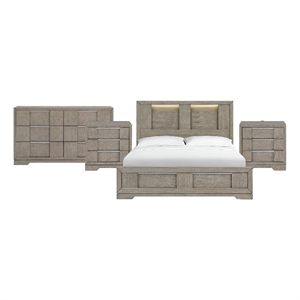 Picket House Furnishings Argo King 4PC Bedroom Set in Grey