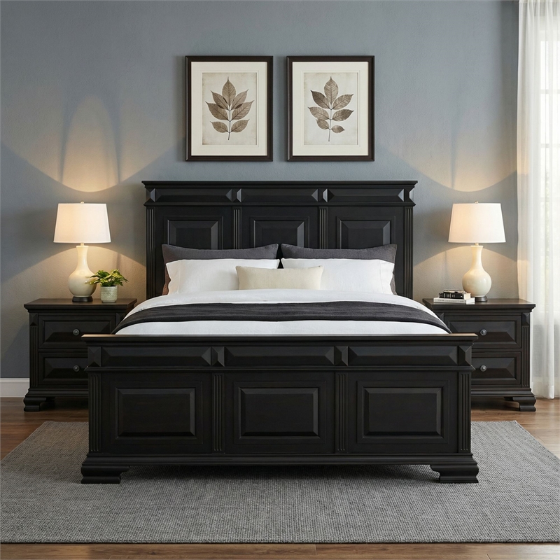 Picket House Furnishings Sumner Queen 3PC Bedroom Set in Black